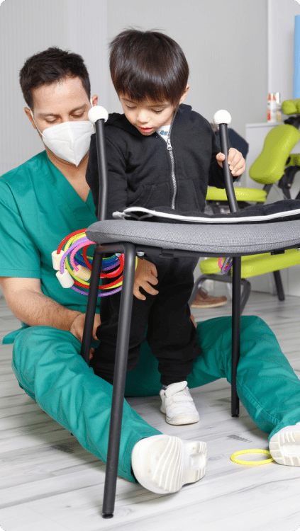 Nurse helping a little boy