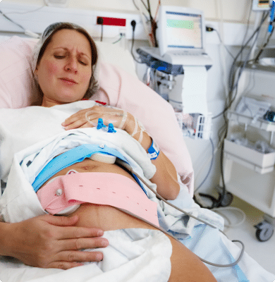 A pregnant woman about to give birth
